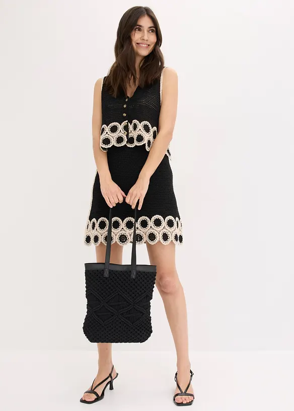 Borsa shopper in macram&egrave;, bonprix