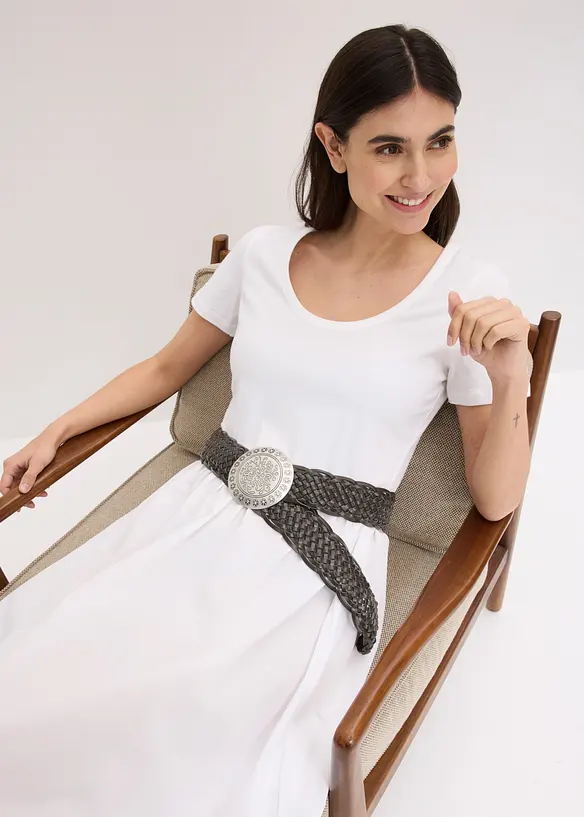 Cintura a vita alta intrecciata con fibbia grande, bonprix