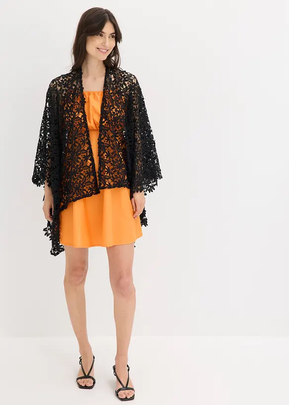 Poncho in pizzo effetto uncinetto, bonprix