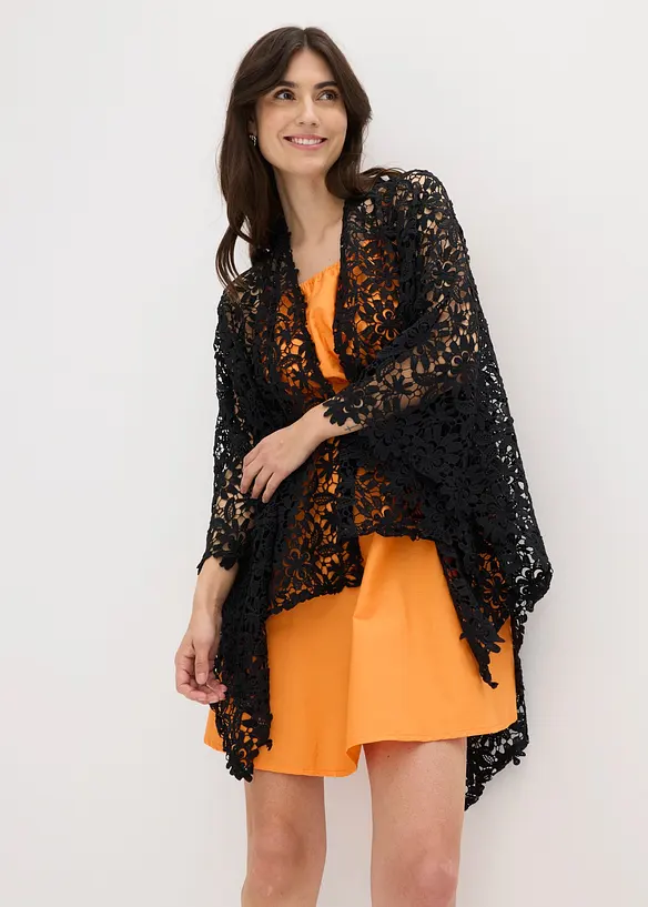 Poncho in pizzo effetto uncinetto, bonprix