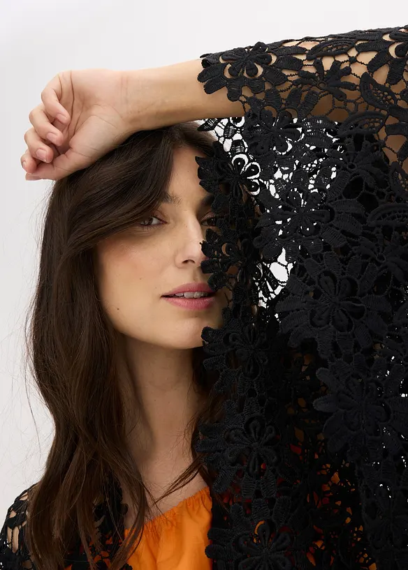 Poncho in pizzo effetto uncinetto, bonprix