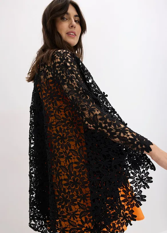 Poncho in pizzo effetto uncinetto, bonprix