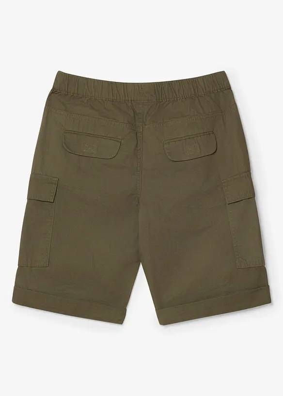 Bermuda cargo in puro cotone con elastico in vita, regular fit, bonprix