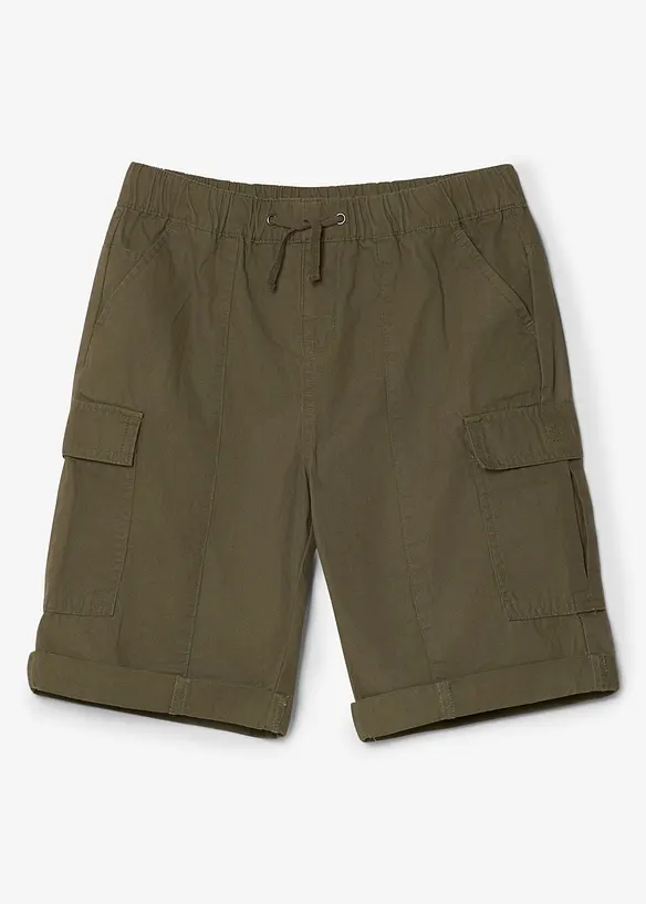 Bermuda cargo in puro cotone con elastico in vita, regular fit, bonprix