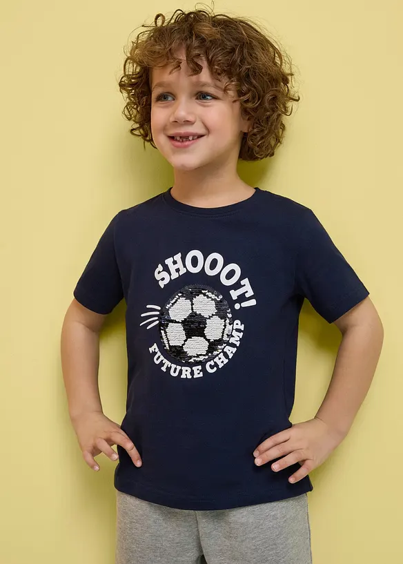 T-shirt in puro cotone biologico con paillettes reversibili, bonprix
