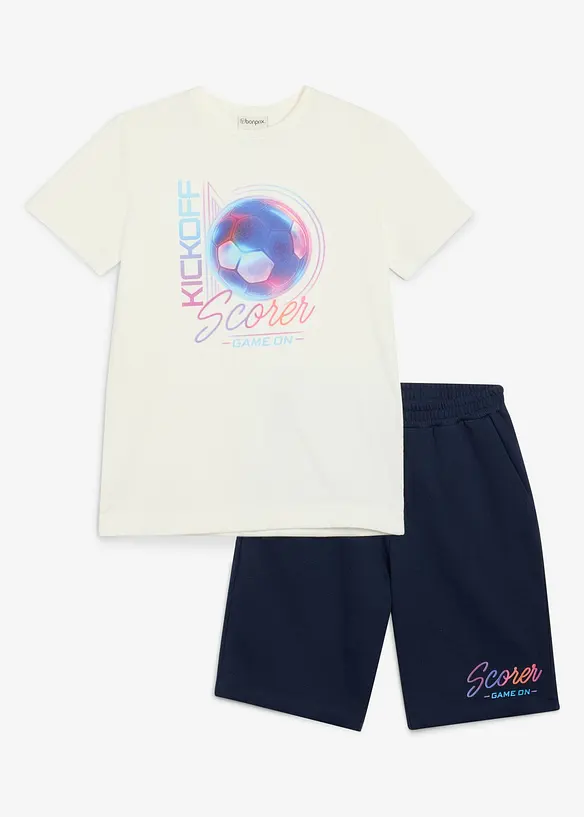 T-shirt e pantaloni corti in felpa di puro cotone biologico (set 2 pezzi), bonprix