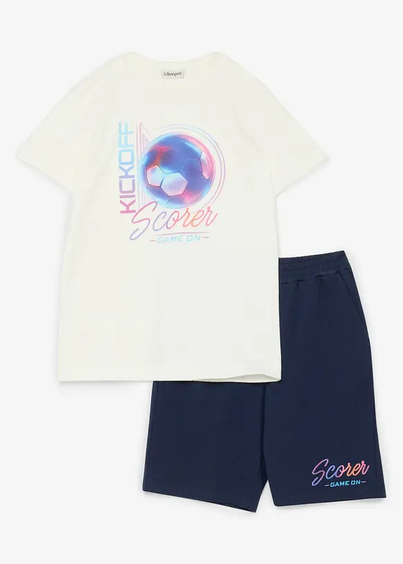 T-shirt e pantaloni corti in felpa di puro cotone biologico (set 2 pezzi), bonprix