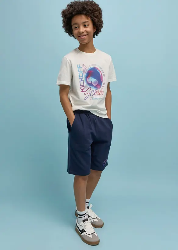 T-shirt e pantaloni corti in felpa di puro cotone biologico (set 2 pezzi), bonprix