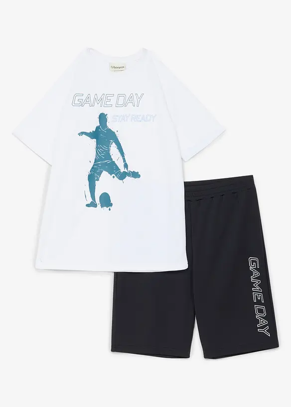 T-shirt per sport e pantaloni corti in materiale ad asciugatura rapida (set 2 pezzi), bonprix