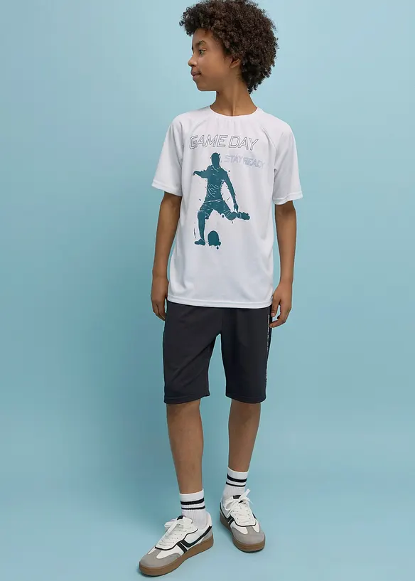T-shirt per sport e pantaloni corti in materiale ad asciugatura rapida (set 2 pezzi), bonprix