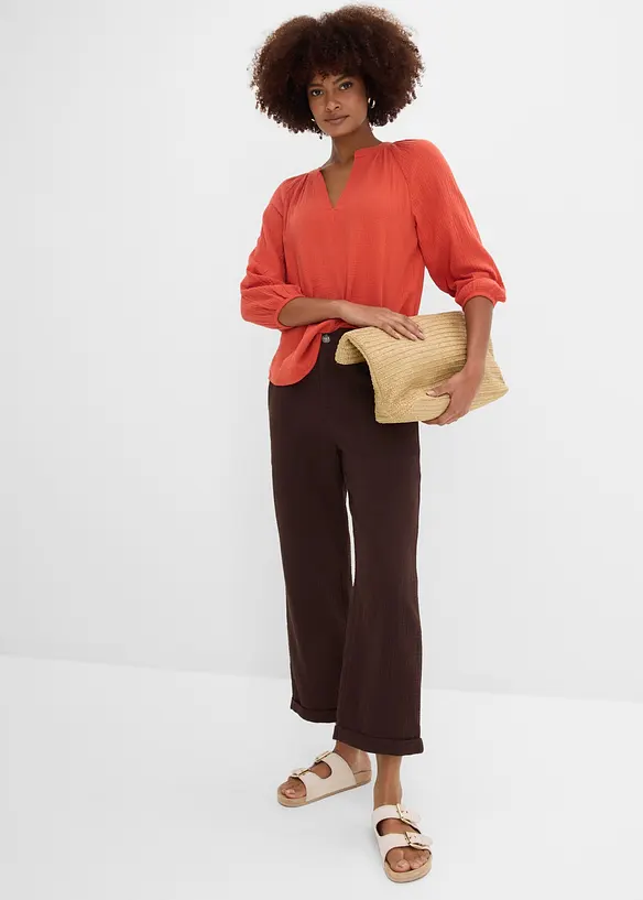 Pantaloni culotte in mussola di puro cotone, bonprix