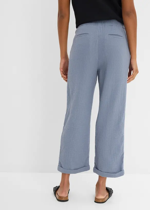 Pantaloni culotte in mussola di puro cotone, bonprix