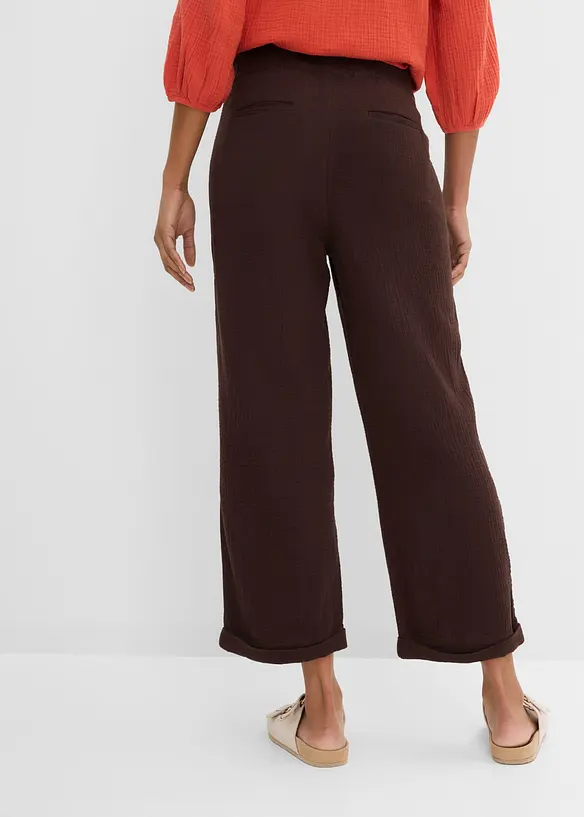 Pantaloni culotte in mussola di puro cotone, bonprix