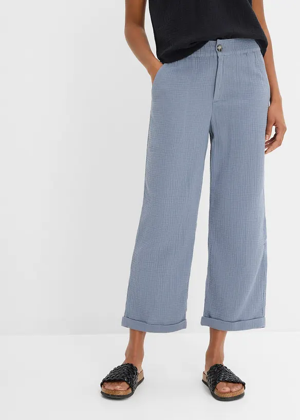 Pantaloni culotte in mussola di puro cotone, bonprix