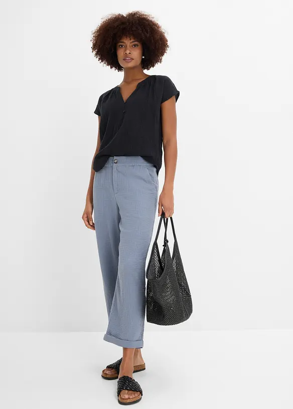 Pantaloni culotte in mussola di puro cotone, bonprix