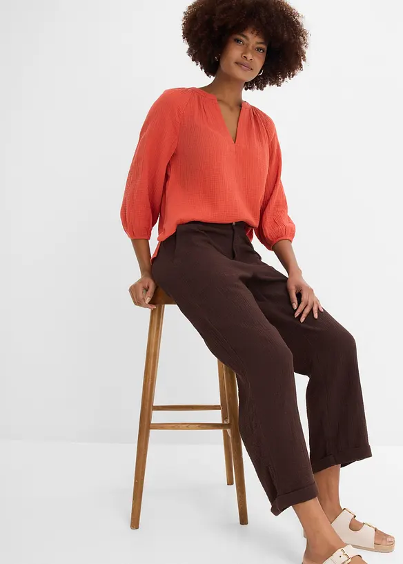 Pantaloni culotte in mussola di puro cotone, bonprix