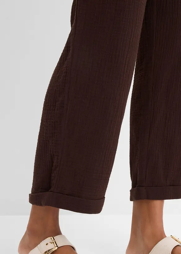 Pantaloni culotte in mussola di puro cotone, bonprix