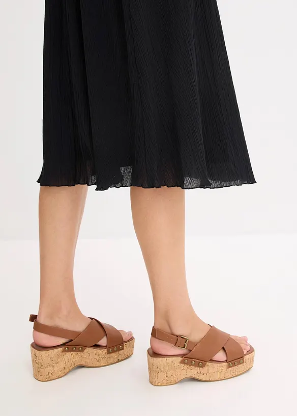 Abito midi con inserto di pizzo, bonprix