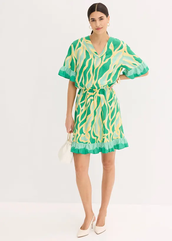 Abito in chiffon con ruches, bonprix