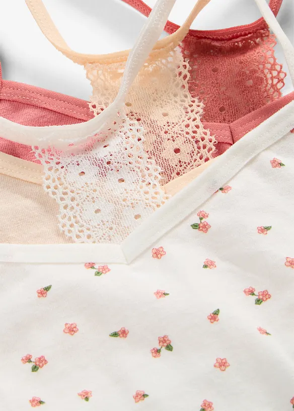 Reggiseno bustier con cotone morbido e pizzo (pacco da 3), bonprix