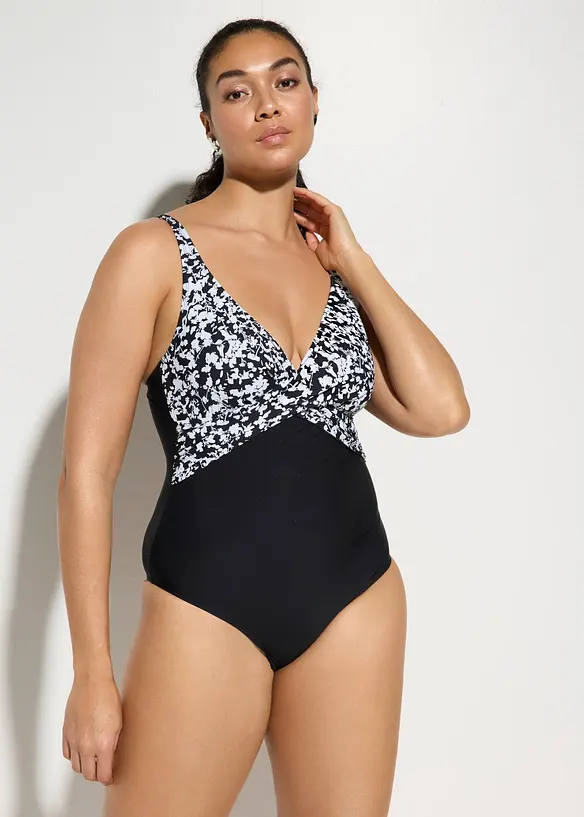 Costume intero leggermente modellante con effetto incrociato, bonprix