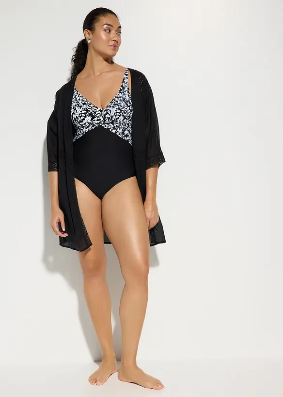 Costume intero leggermente modellante con effetto incrociato, bonprix