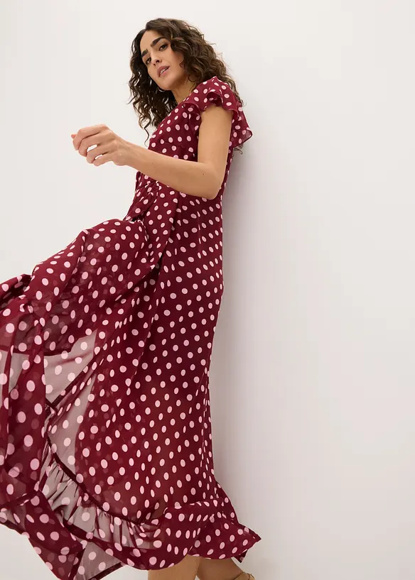 Abito di chiffon con volant, bonprix