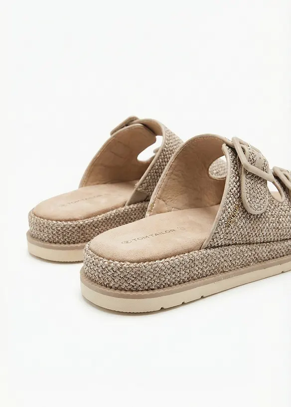 Ciabattine Tom Tailor con plateau ed effetto uncinetto, Tom Tailor