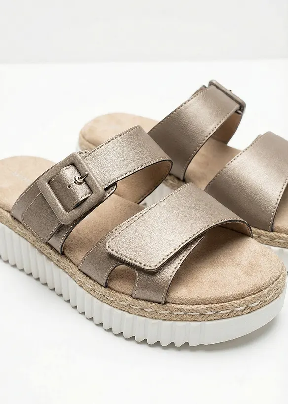 Ciabattine Tom Tailor con zeppa e cinturino a strappo, Tom Tailor