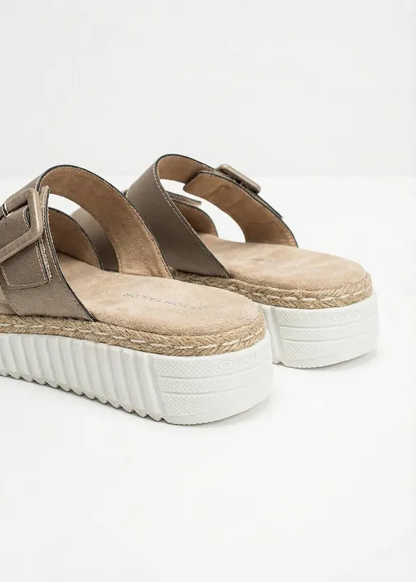 Ciabattine Tom Tailor con zeppa e cinturino a strappo, Tom Tailor