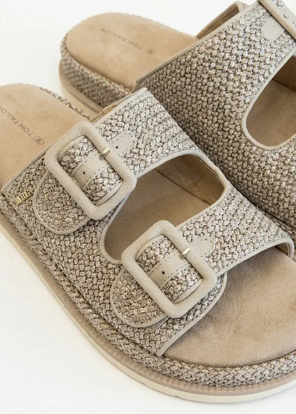 Ciabattine Tom Tailor con plateau ed effetto uncinetto, Tom Tailor