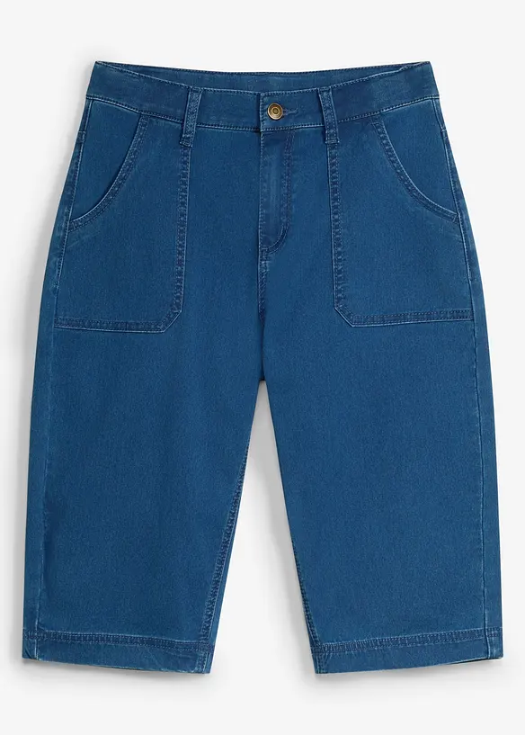 Bermuda di jeans lunghi con vita regolabile, loose fit, bonprix