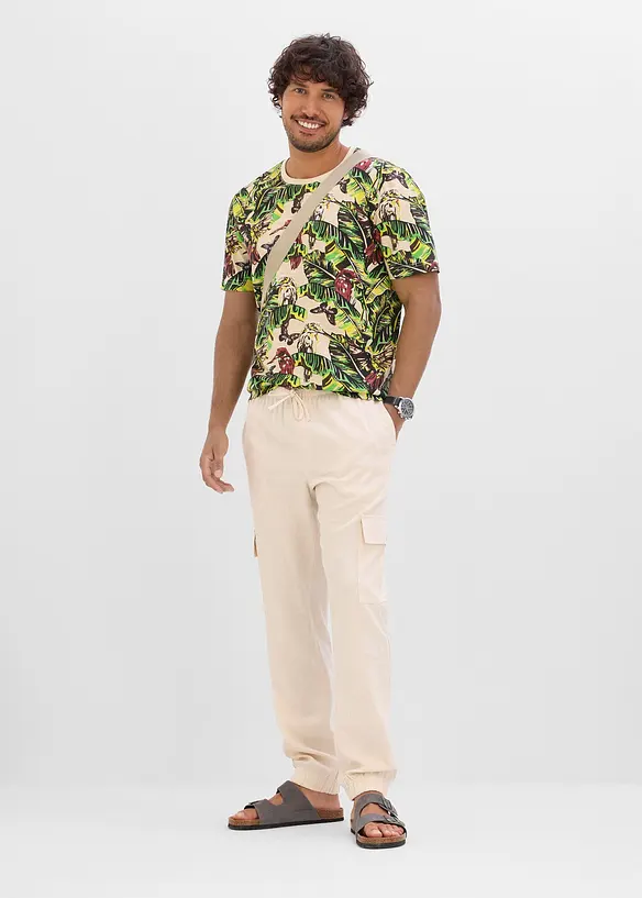 Pantaloni jogger cargo in misto cotone fresco, bonprix