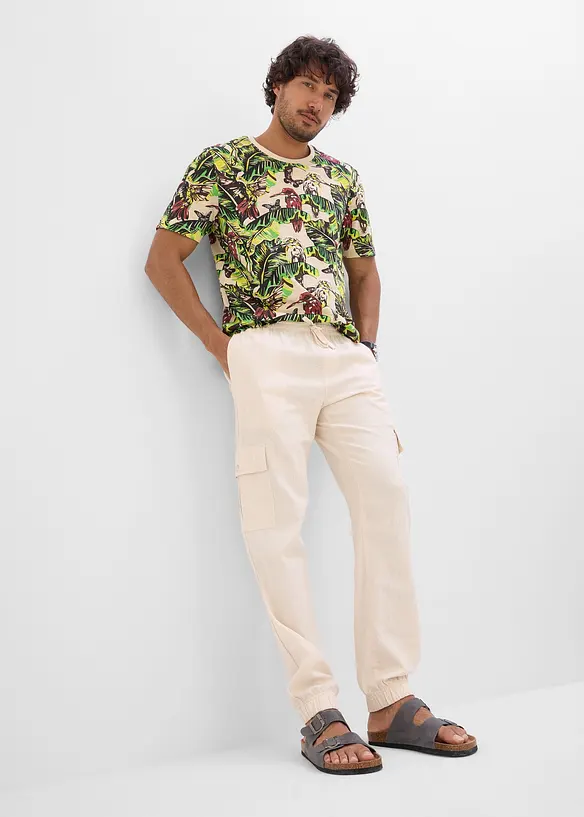 Pantaloni jogger cargo in misto cotone fresco, bonprix