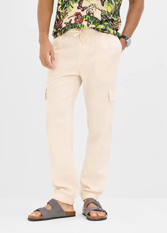 Pantaloni jogger cargo in misto cotone fresco, bonprix