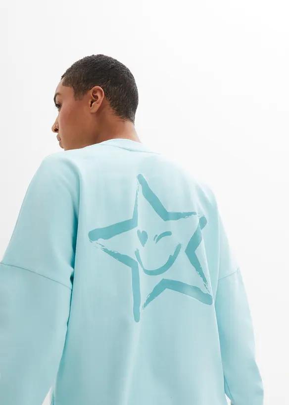 Felpa oversize in puro cotone con bordi colorati, bonprix