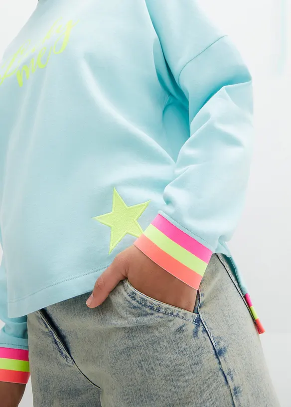 Felpa oversize in puro cotone con bordi colorati, bonprix