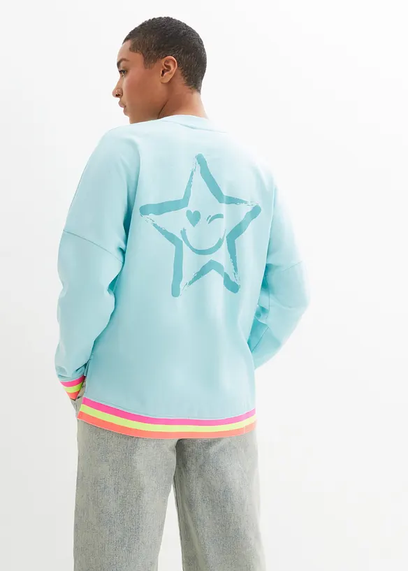 Felpa oversize in puro cotone con bordi colorati, bonprix