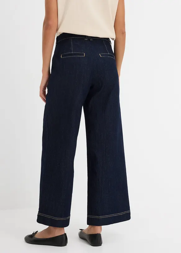 Jeans wide leg con cinta comoda, vita alta, bonprix