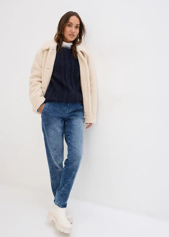 Jeans boyfriend termici, vita media, bonprix