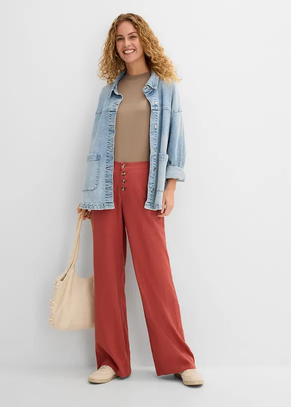 Pantaloni a palazzo lunghi  in misto lino, bonprix