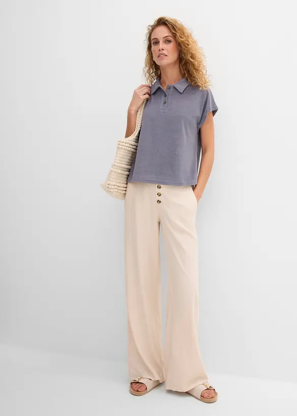 Pantaloni a palazzo lunghi  in misto lino, bonprix