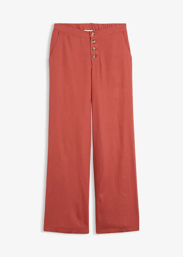 Pantaloni a palazzo lunghi  in misto lino, bonprix