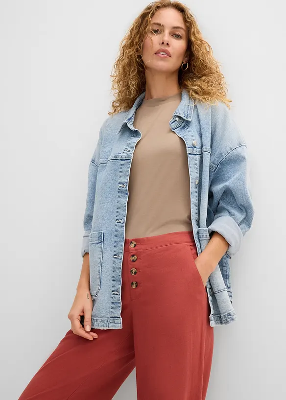 Pantaloni a palazzo lunghi  in misto lino, bonprix