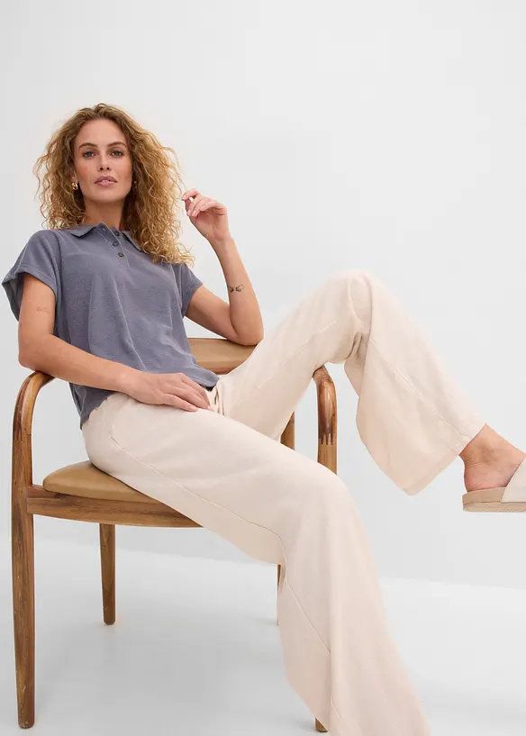 Pantaloni a palazzo lunghi  in misto lino, bonprix