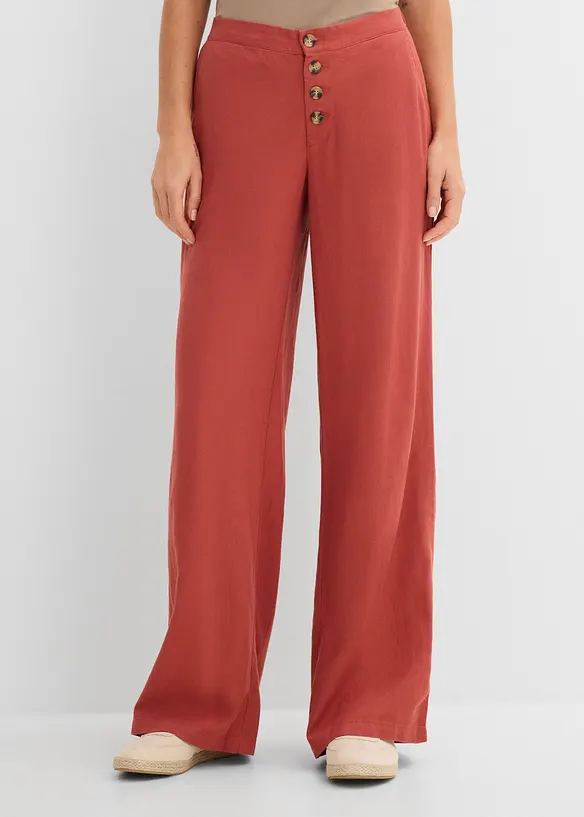 Pantaloni a palazzo lunghi  in misto lino, bonprix