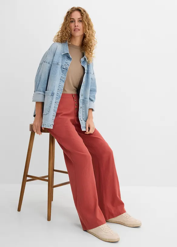 Pantaloni a palazzo lunghi  in misto lino, bonprix