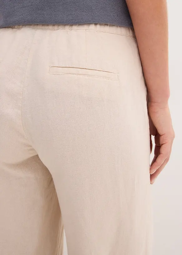Pantaloni a palazzo lunghi  in misto lino, bonprix