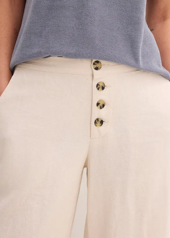 Pantaloni a palazzo lunghi  in misto lino, bonprix