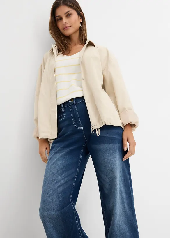 Jeans wide leg con elastico in vita, vita media, bonprix